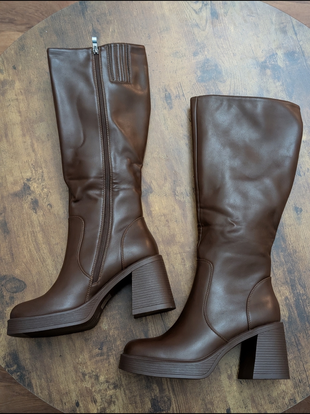 Women’s Brown Tall Block Heel Boots